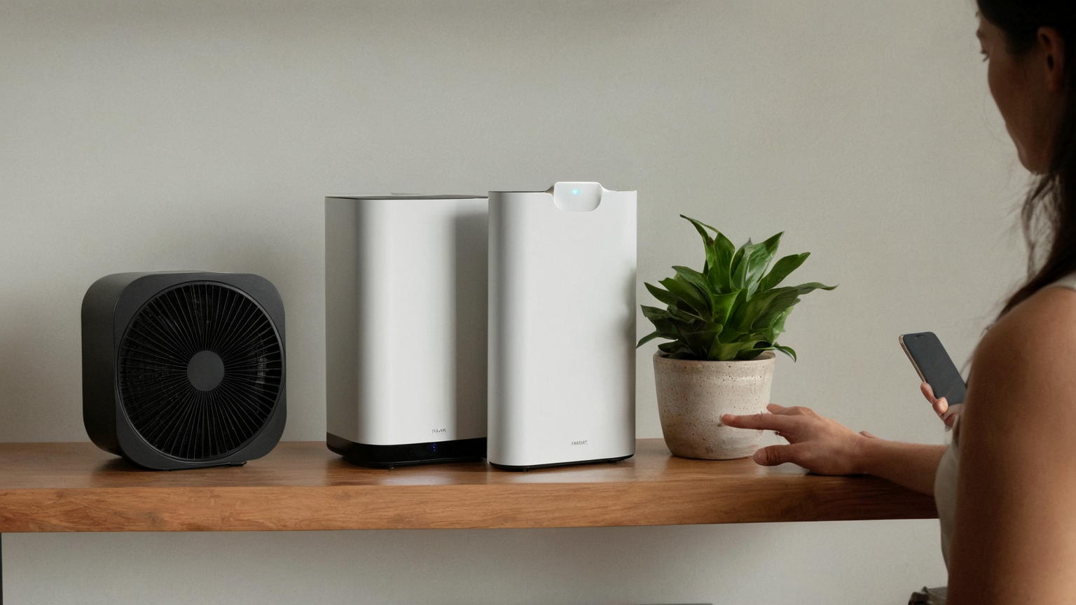 Blank phone reminder near air purifier