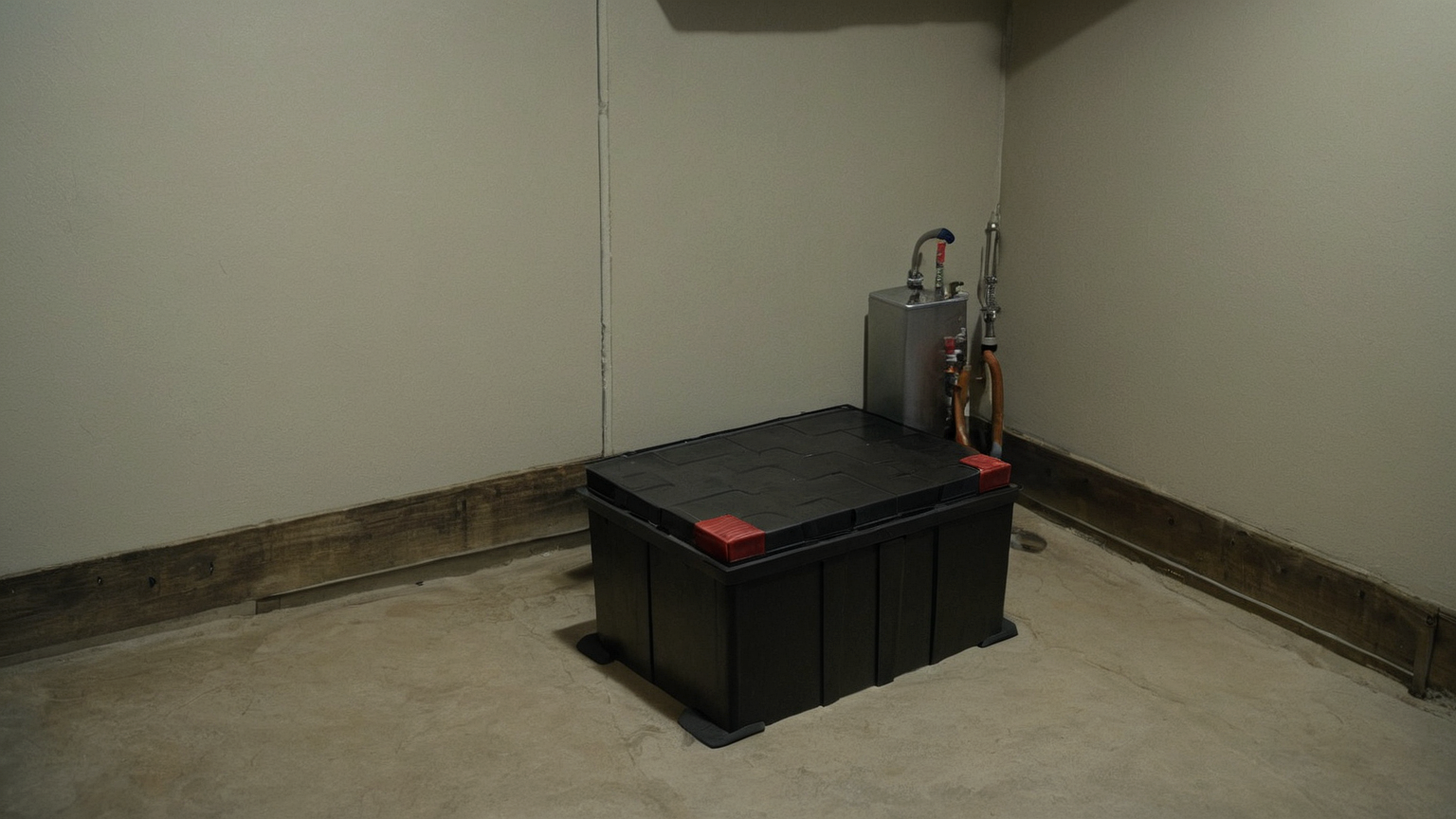 Dry sump corner with backup battery