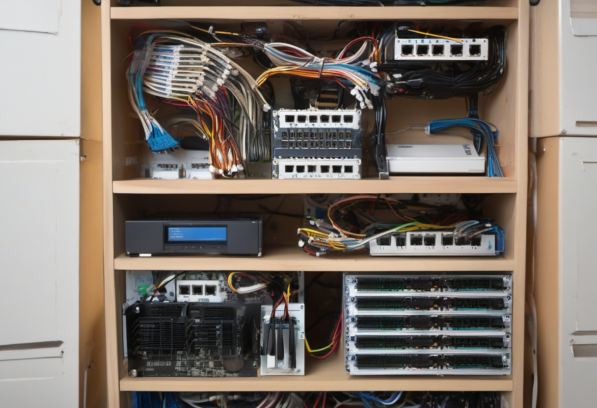 Compact home network shelf with router and smart home bridges
