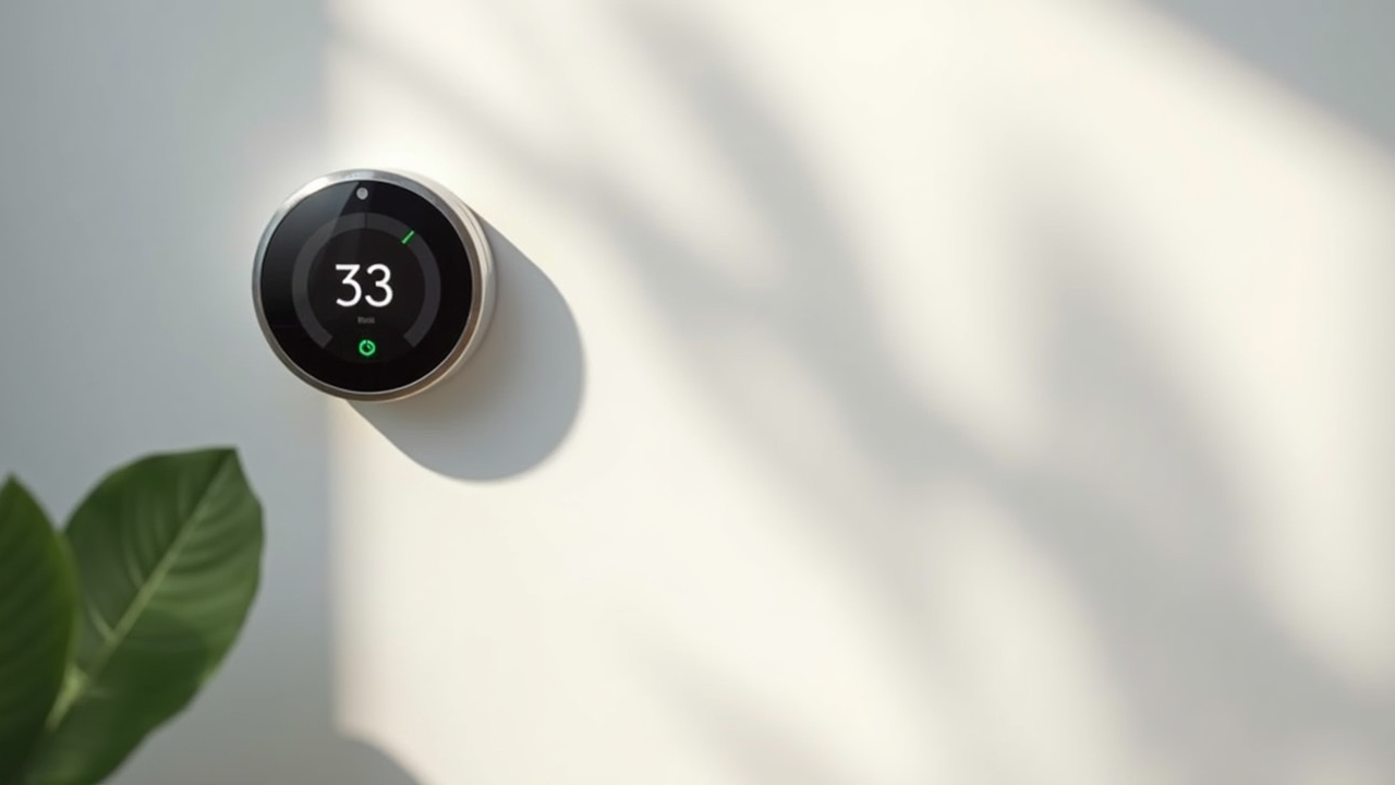 Smart thermostat dial, monthly utility bill notebook, and tablet usage graph