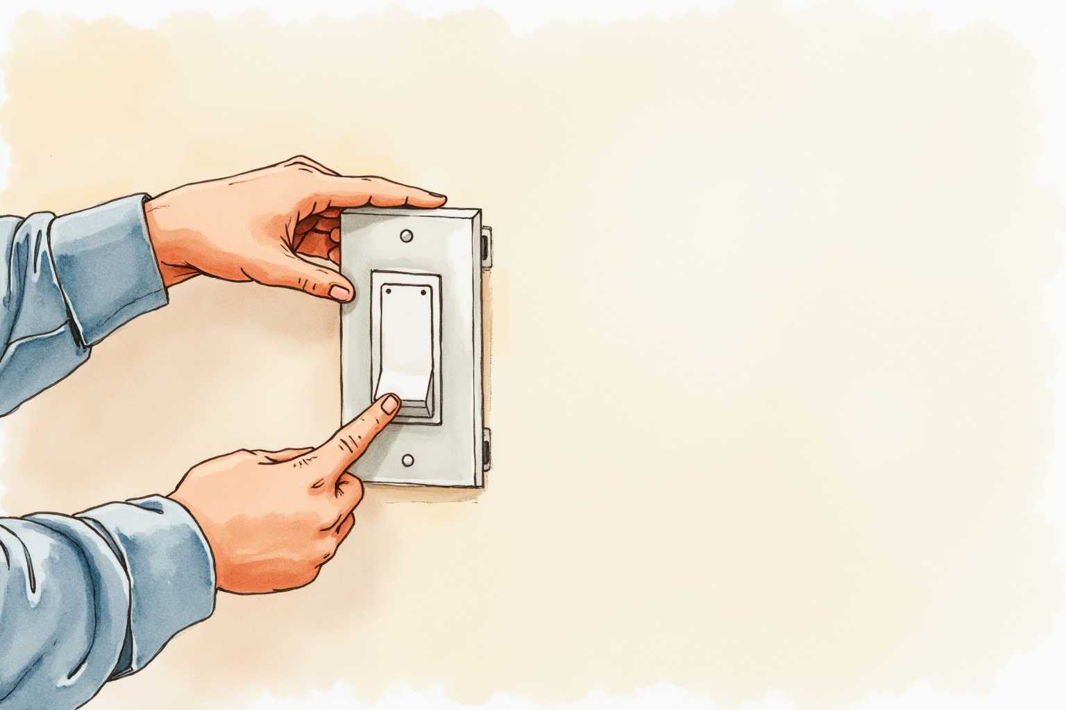 Electrician hand installing a wall switch with small tools