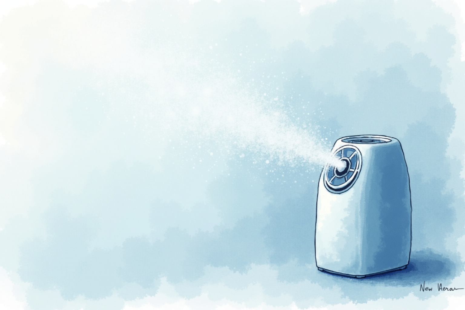 Fine dust particles being drawn into an air purifier