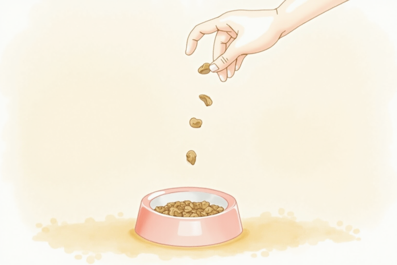Clean kibble being gently dispensed into a pet bowl