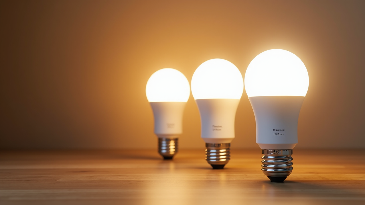 Watercolor illustration of three abstract bulb shapes arranged in a row on cream paper with soft glow lines, no text, soft earth tones